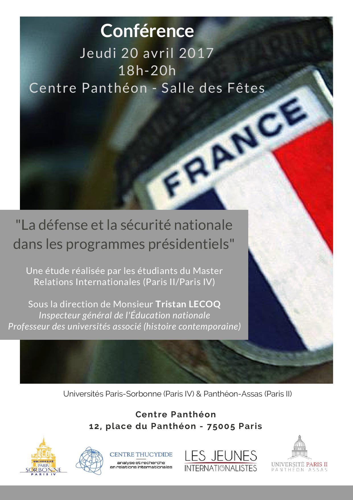 Conférence : La défense et la sécurité nationale dans les programmes présidentiels