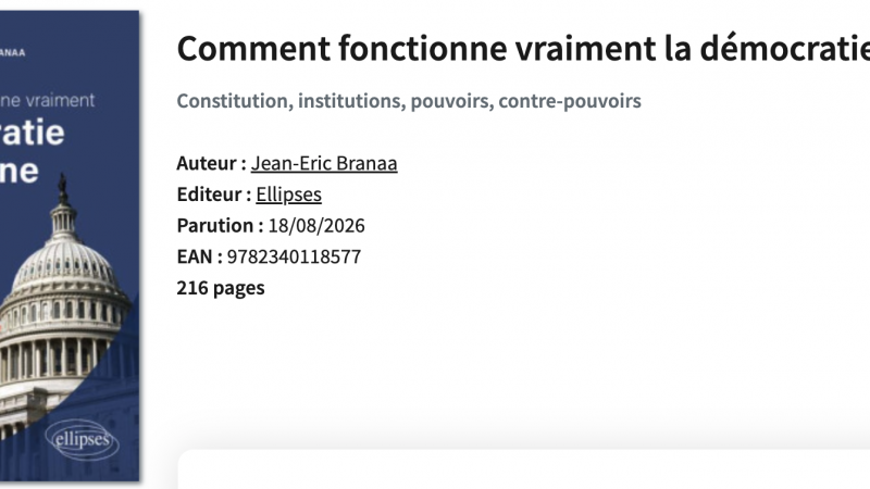 Parution ouvrage 𝐶𝑜𝑚𝑚𝑒𝑛𝑡 𝑓𝑜𝑛𝑐𝑡𝑖𝑜𝑛𝑛𝑒 𝑣𝑟𝑎𝑖𝑚𝑒𝑛𝑡 𝑙𝑎 𝑑𝑒́𝑚𝑜𝑐𝑟𝑎𝑡𝑖𝑒 𝑎𝑚𝑒́𝑟𝑖𝑐𝑎𝑖𝑛𝑒